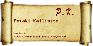 Pataki Kalliszta névjegykártya